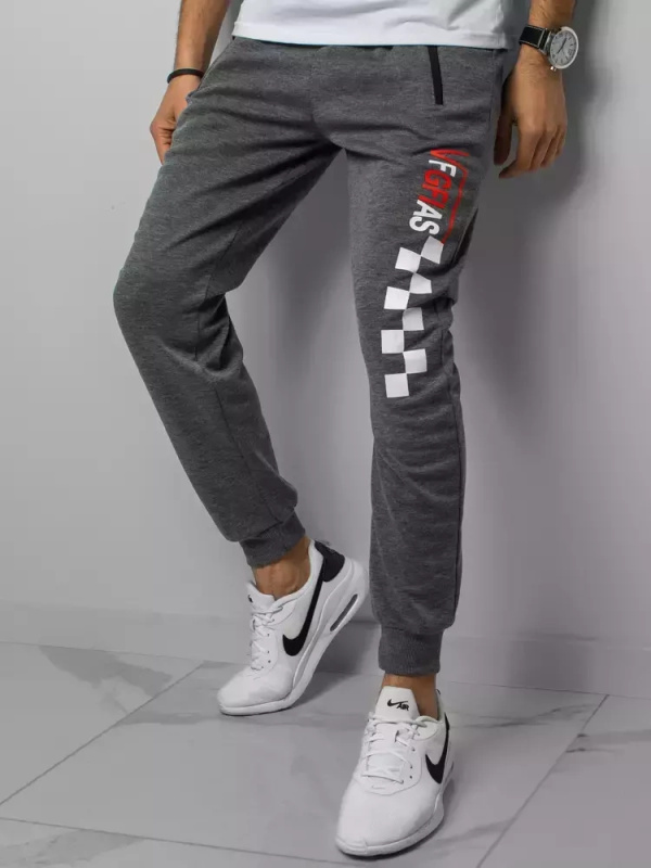 Pánské teplákové kalhoty šedé Dstreet UX3041 Barva: Šedá - tmavě, Velikost: XXL