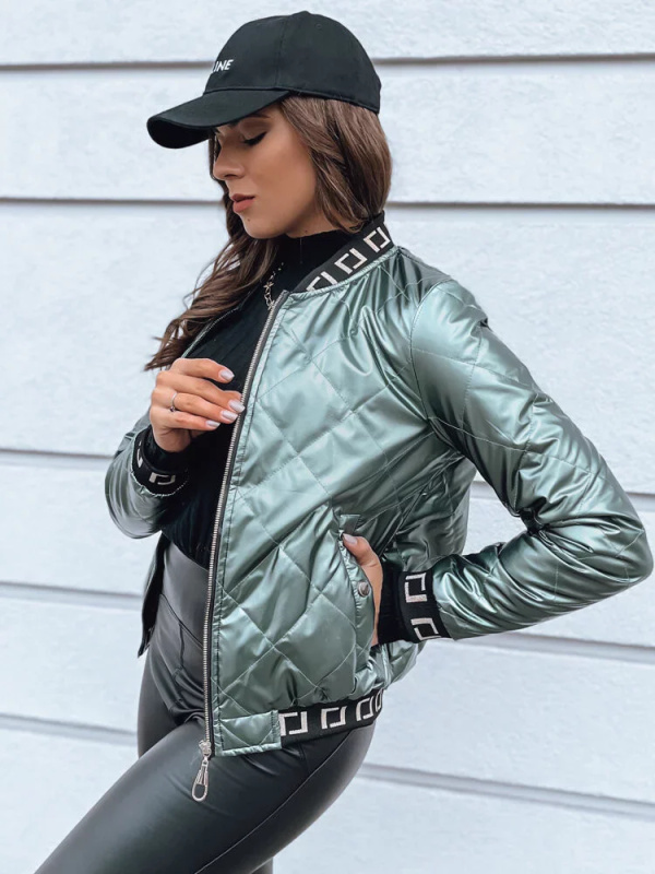 Dámská prošívaná bunda BASEBALL tmavě zelená Dstreet TY2562 XL