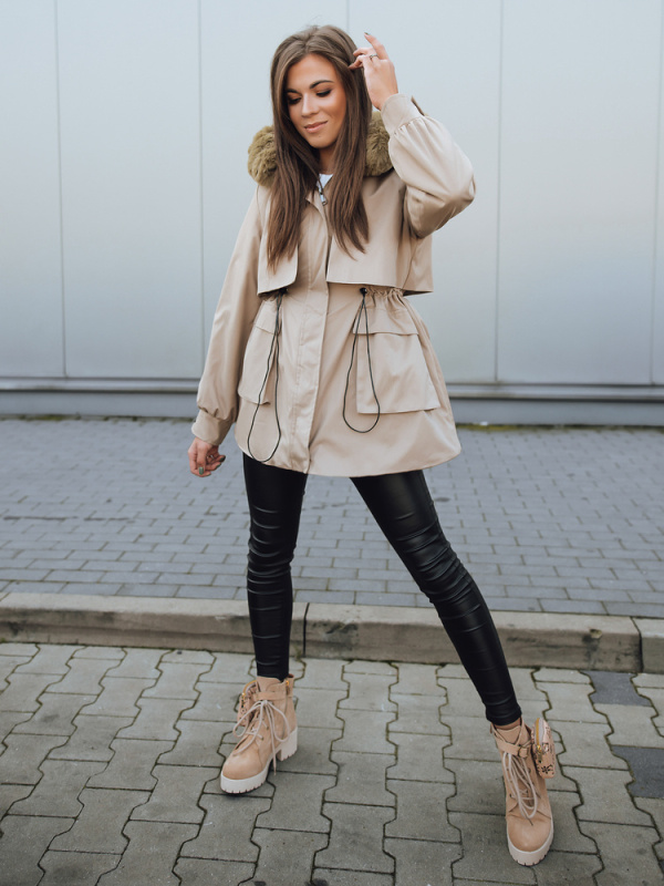 Dámská bunda s kapucí TAYLOR béžová Dstreet TY2195 Barva: Béžová, Velikost: XL