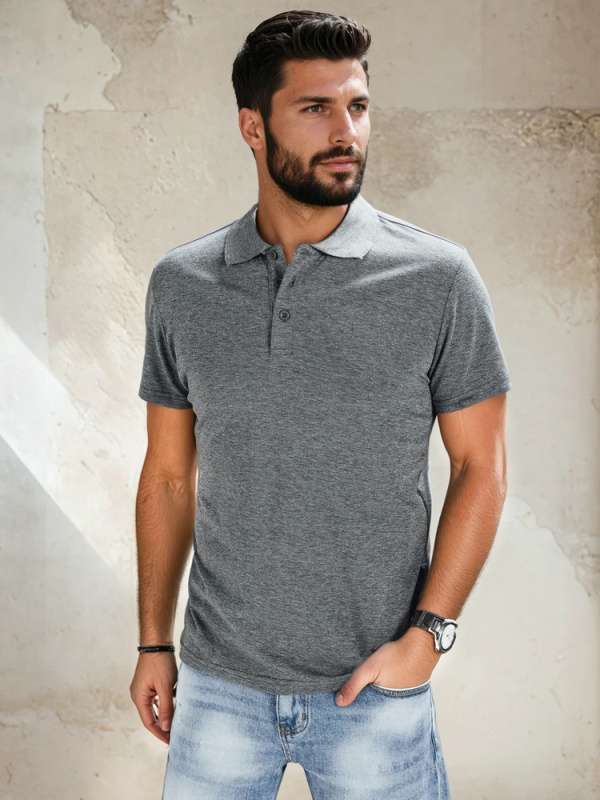 Pánské polo tričko tmavě šedé Dstreet PX0509 Barva: Šedá - tmavě, Velikost: M