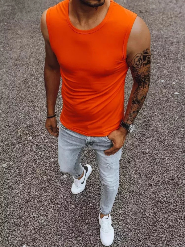 Oranžové pánské jednobarevné tílko Dstreet RX4919 L