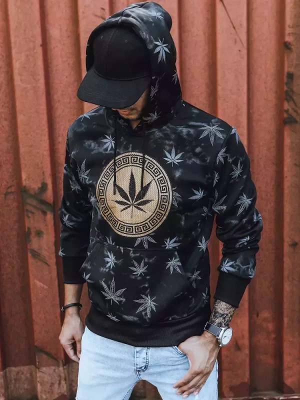 Bílá pánská mikina s kapucí a potiskem Dstreet BX5323 Barva: Černá, Velikost: XL