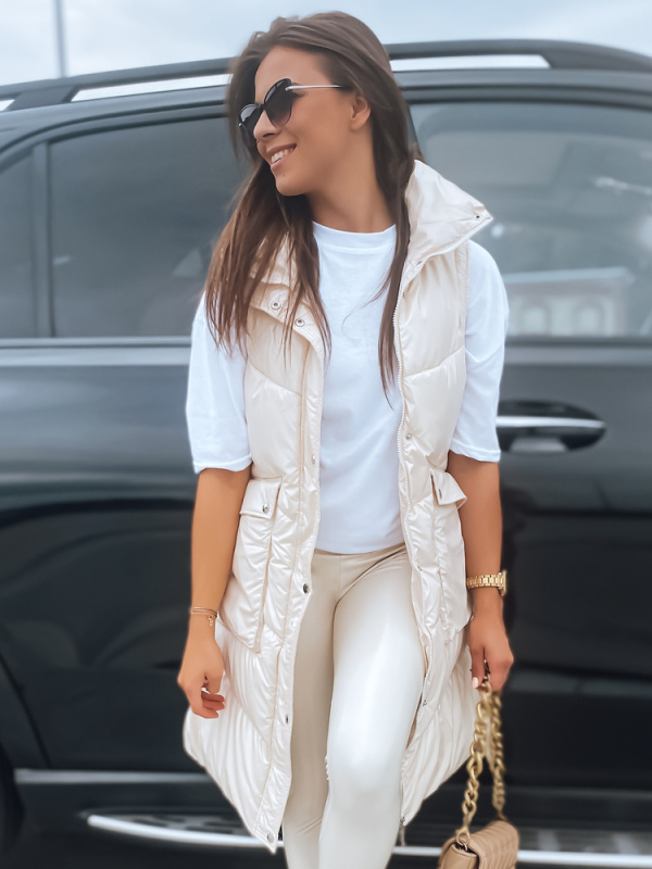 Dámská prošívaná vesta MARIEL ecru Dstreet TY3014 XXL