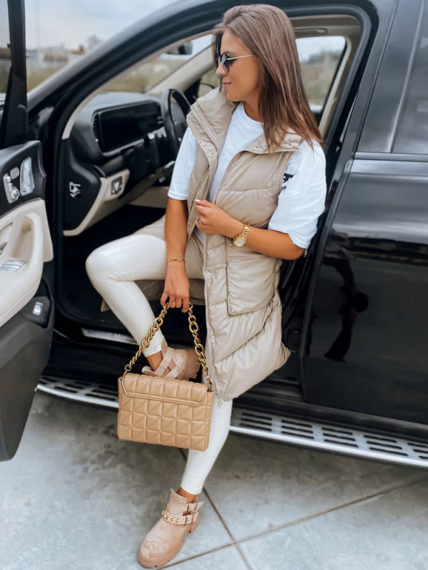 Dámská prošívaná vesta MARIEL béžová Dstreet TY3015 M