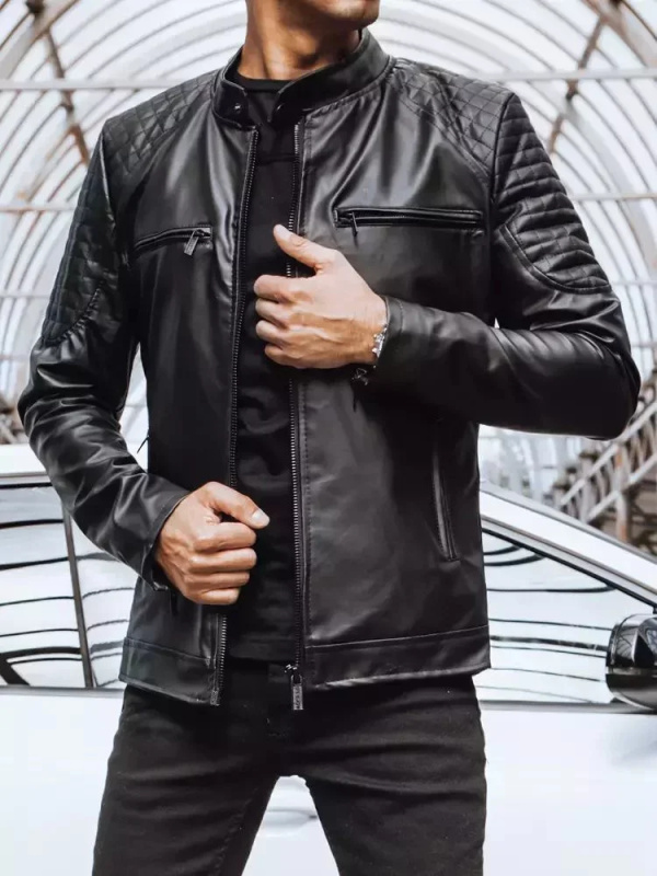 Černá pánská kožená bunda Dstreet TX4228 Velikost: XXL