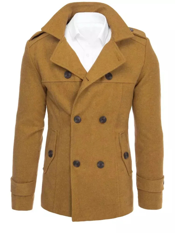 Pánský dvouřadý pískový kabát Dstreet CX0443 Velikost: XL