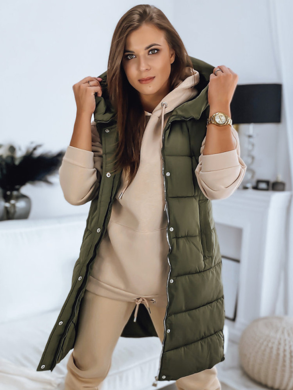 Dámská prošívaná vesta NOELIA khaki Dstreet TY3131 Barva: Zelená, Velikost: L
