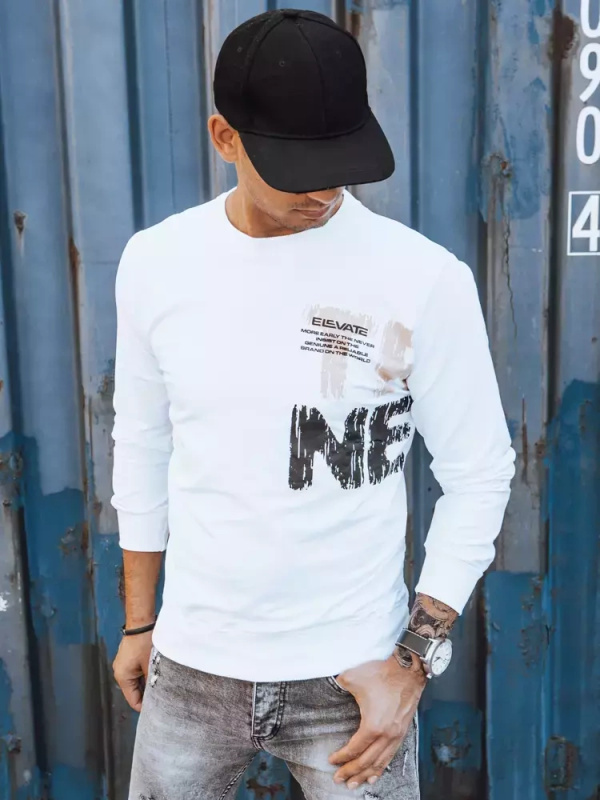 Pánská mikina s potiskem bílá Dstreet BX5372 Barva: Bílá, Velikost: 3XL