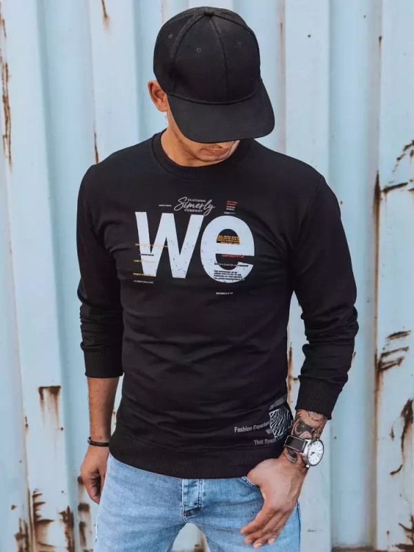 Pánská mikina s potiskem černá Dstreet BX5365 Barva: Černá, Velikost: XXL