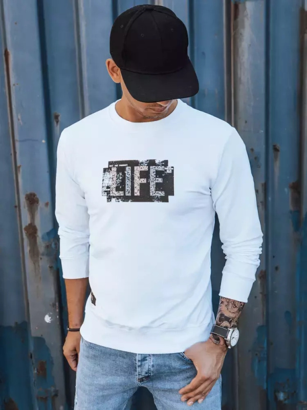 Pánská mikina s potiskem černá Dstreet BX5360 Barva: Bílá, Velikost: XL