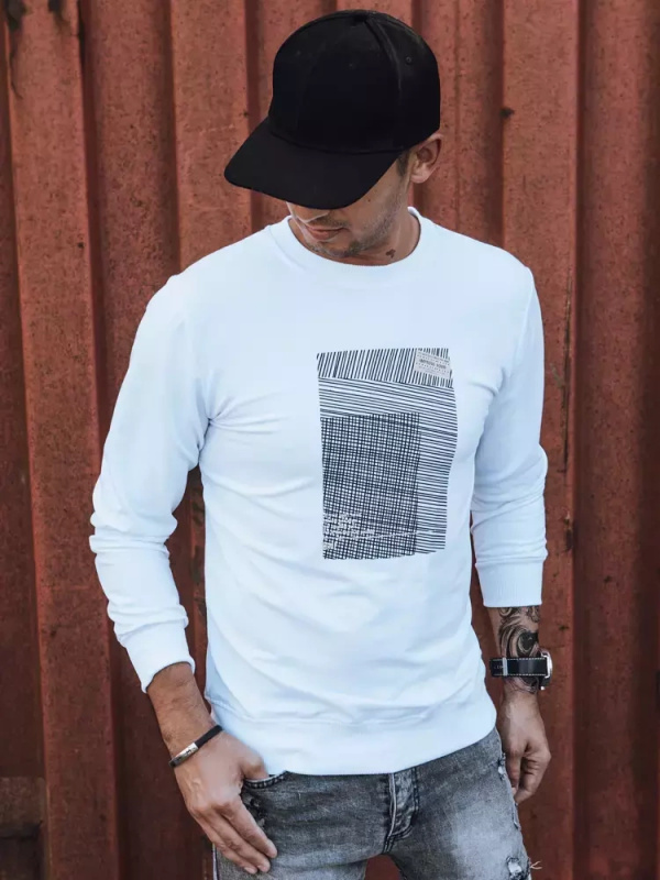 Pánská mikina s potiskem černé Dstreet BX5353 Barva: Bílá, Velikost: M