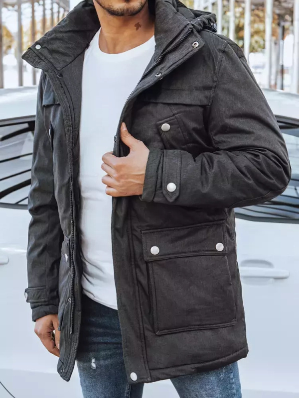 Pánská zimní bunda khaki Dstreet TX4279 Barva: Šedá - tmavě, Velikost: XXL