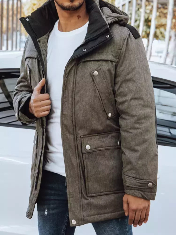 Pánská zimní bunda khaki Dstreet TX4279 Barva: Zelená, Velikost: XXL
