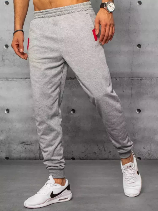 Pánské teplákové kalhoty světle šedé Dstreet UX3206 Barva: Šedá - světle, Velikost: L