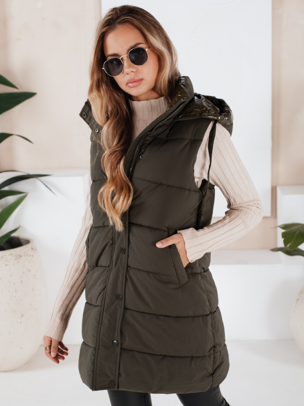 Dámská prošívaná vesta TOLIS zelená Dstreet TY3299 XL