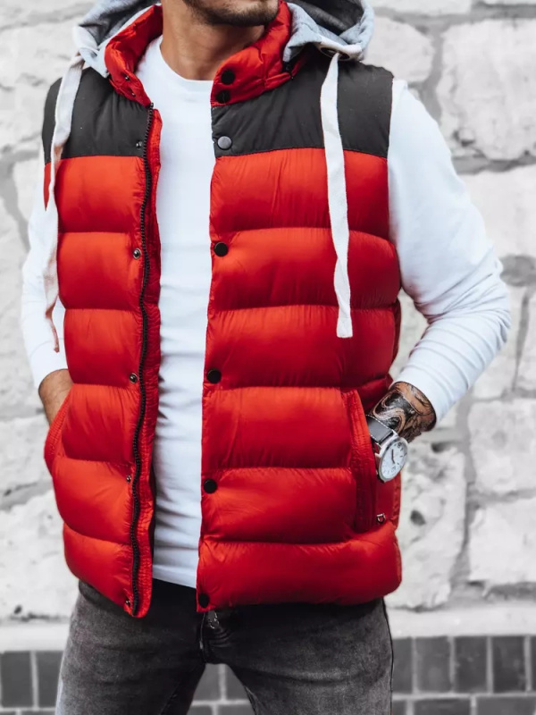 Pánská vínová vesta s kapucí Dstreet TX4269 M