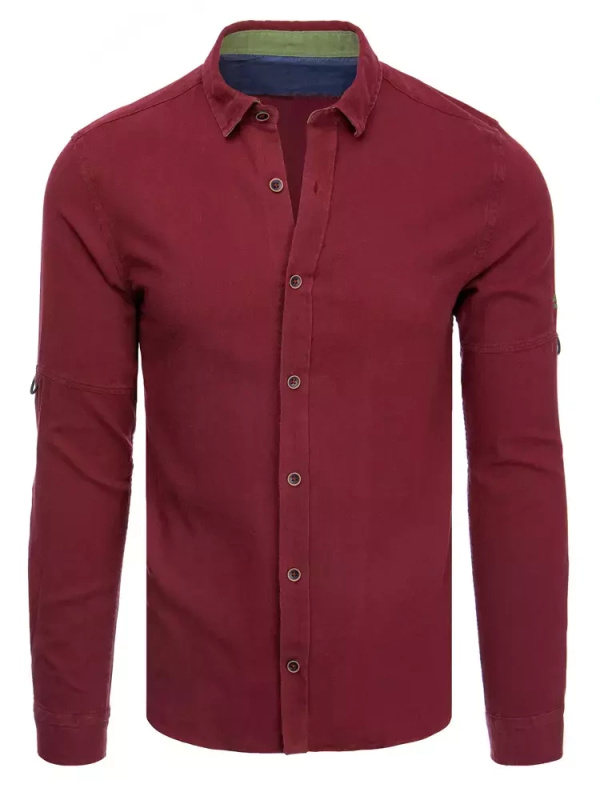 Pánská košile bordová Dstreet DX2252 Barva: Bordó, Velikost: XL