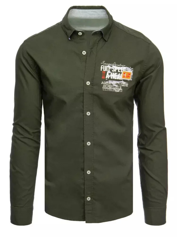 Pánská khaki košile Dstreet DX2279 XL