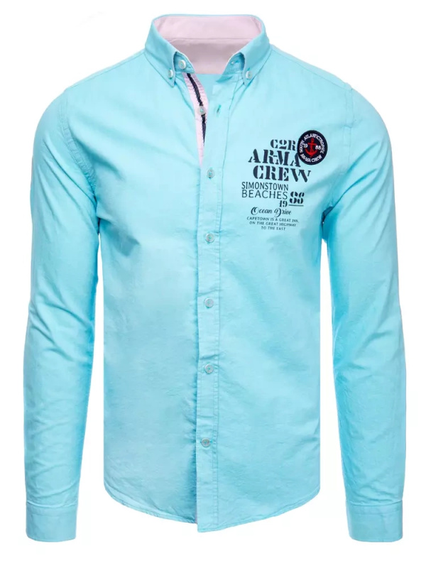 Pánská košile žlutá Dstreet DX2246 Barva: Modrá - světle, Velikost: M