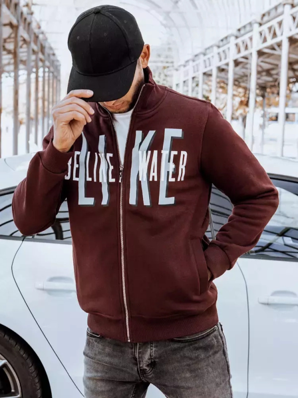 Vínová pánská mikina Dstreet BX5410 na zip XXL