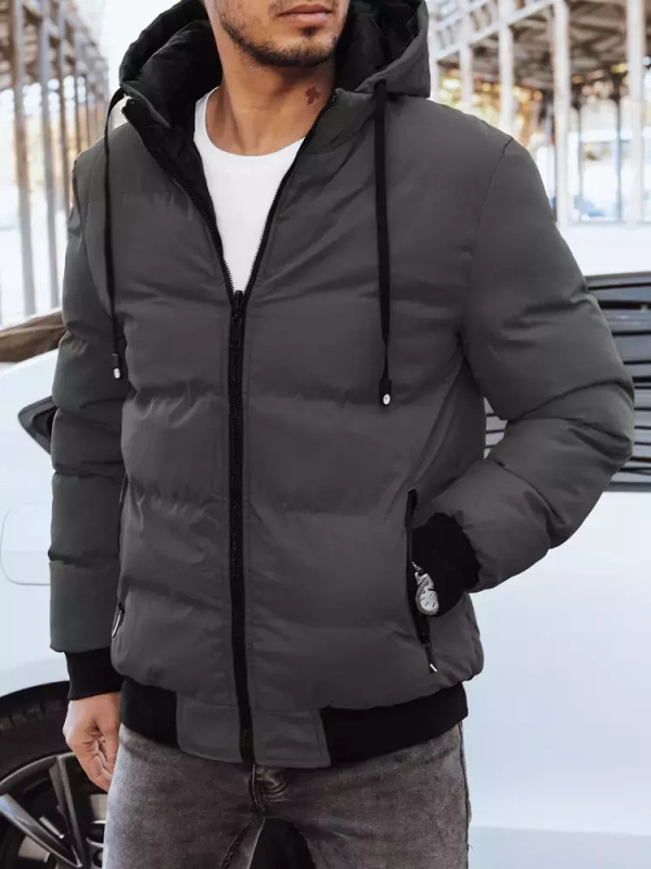 Pánská bunda s kapucí Barva černá DSTREET TX4298 Barva: Šedá - tmavě, Velikost: XXL