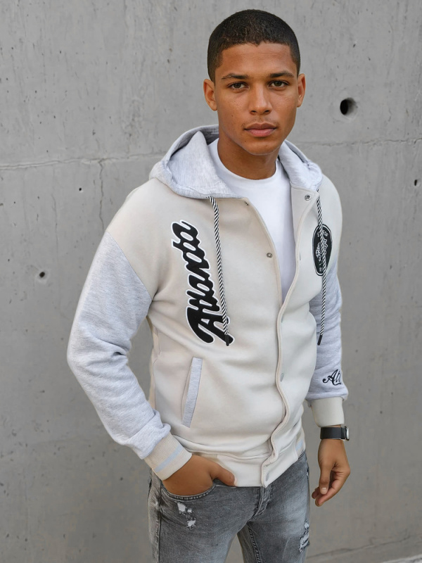 Pánská mikina na zip kamelová barva Dstreet BX5452 Barva: Hnědá, Velikost: XL