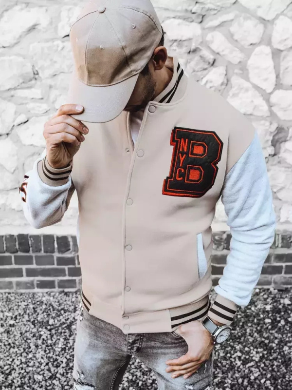 Pánská mikina na zip ecru barva Dstreet BX5440 Barva: Bílá, Velikost: M