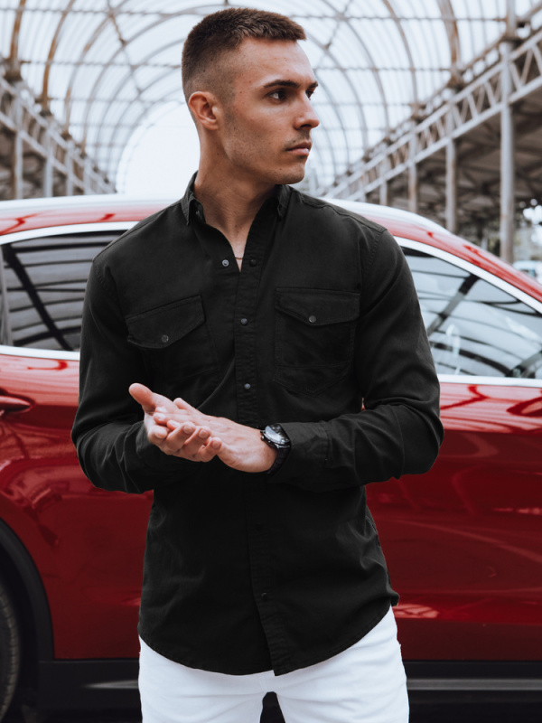 Pánská černá džínová košile Dstreet DX2373 M