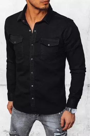 Pánská černá džínová košile Dstreet DX2373 XL