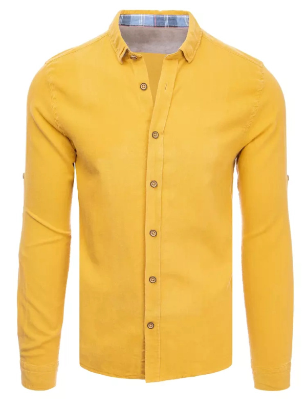 Pánská slim fit košile v hořčičné barvě