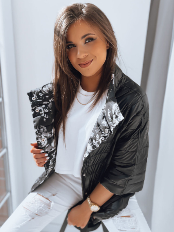 Dámská prošívaná bunda PINK FLOWER Barva černá DSTREET TY3565 Barva: Černá, Velikost: XL