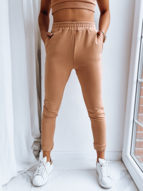 Dámské kalhoty teplákové MY HONEY Barva kamelová DSTREET UY1416 Barva: Hnědá, Velikost: XL