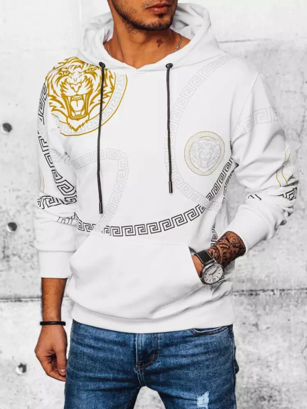 Pánská mikina s kapucí White Dstreet BX5574 s potiskem XXL