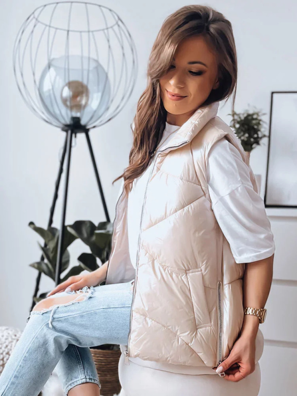 Dámská prošívaná vesta HOLO béžová Dstreet TY3476 M