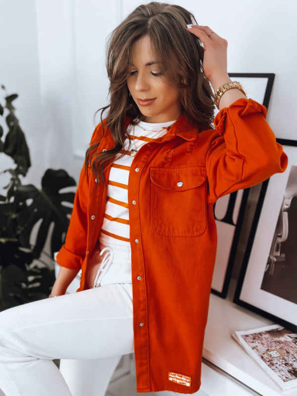 Dámská košile bunda AZZALA Barva oranžová DSTREET TY3512 Barva: Oranžová, Velikost: S