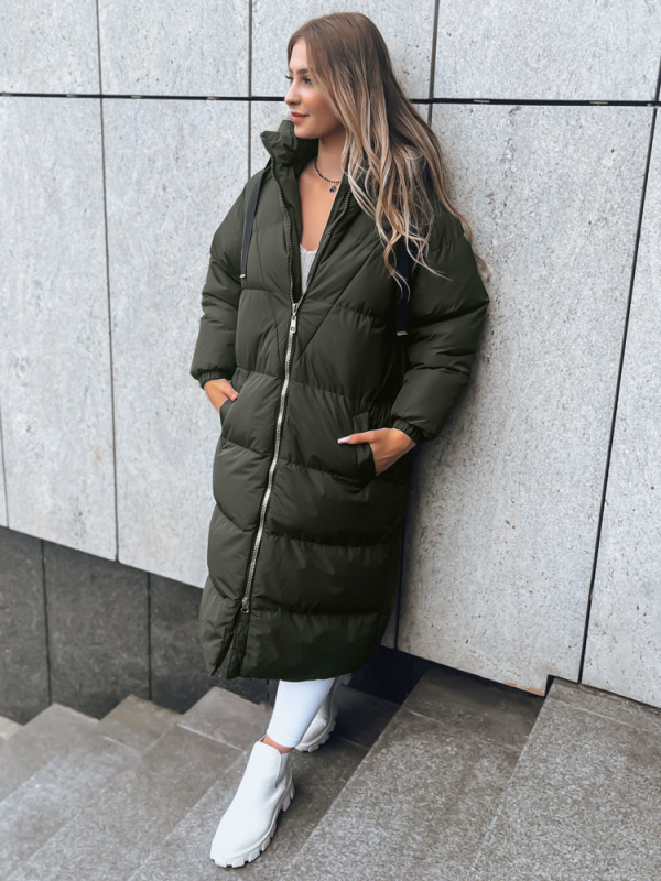 Dámská zimní bunda COZYSEASON Barva tmavě béžová DSTREET TY3759 Barva: Zelená, Velikost: XL