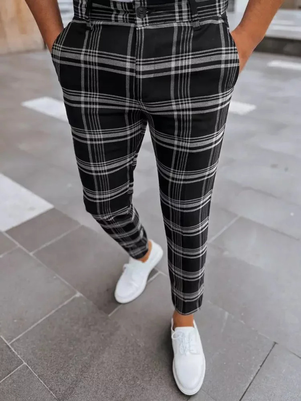Pánské černé kostkované chino kalhoty Dstreet UX3965 s33