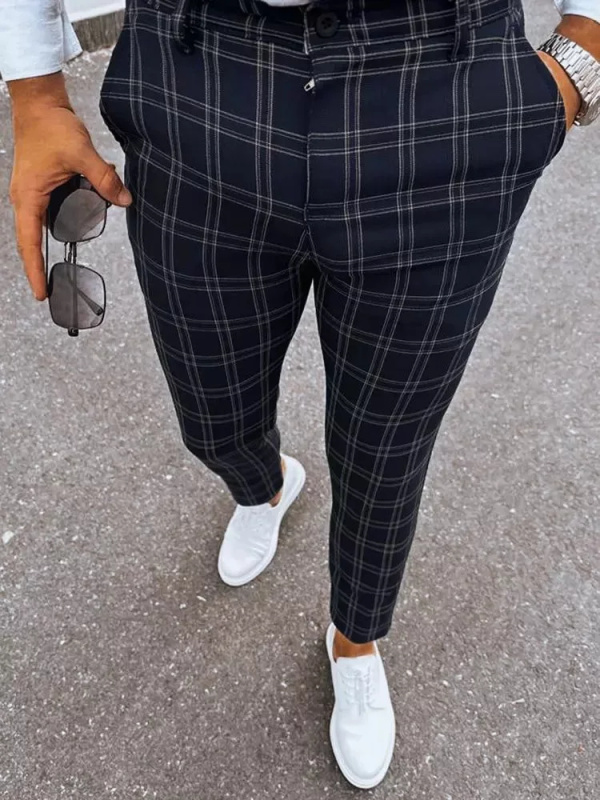 Pánské černé kostkované chino kalhoty Dstreet UX3953 s30