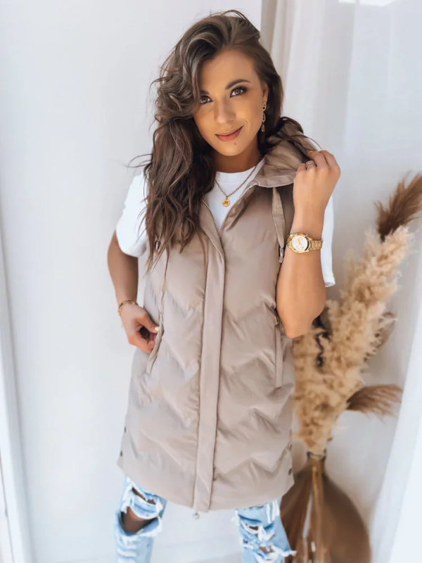 Dámská prošívaná vesta TAMIRA béžová Dstreet TY3644 XXL