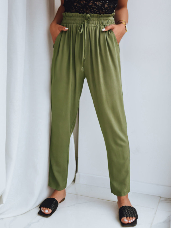 Dámské kalhoty casual ADELIS Barva hořčicová DSTREET UY1537 Barva: Zelená, Velikost: M/L