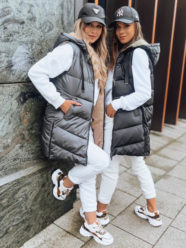 Dámská oboustranná vesta ONADE Barva zelená DSTREET TY3724 Barva: Šedá - tmavě, Velikost: XXL