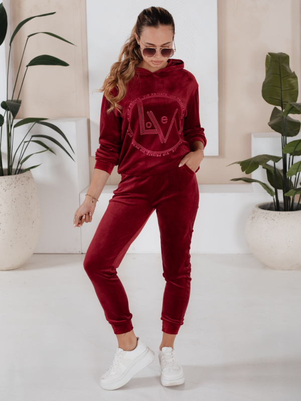 Dámská sametová souprava VIP PRIVATE vínová Dstreet AY0869 S/M