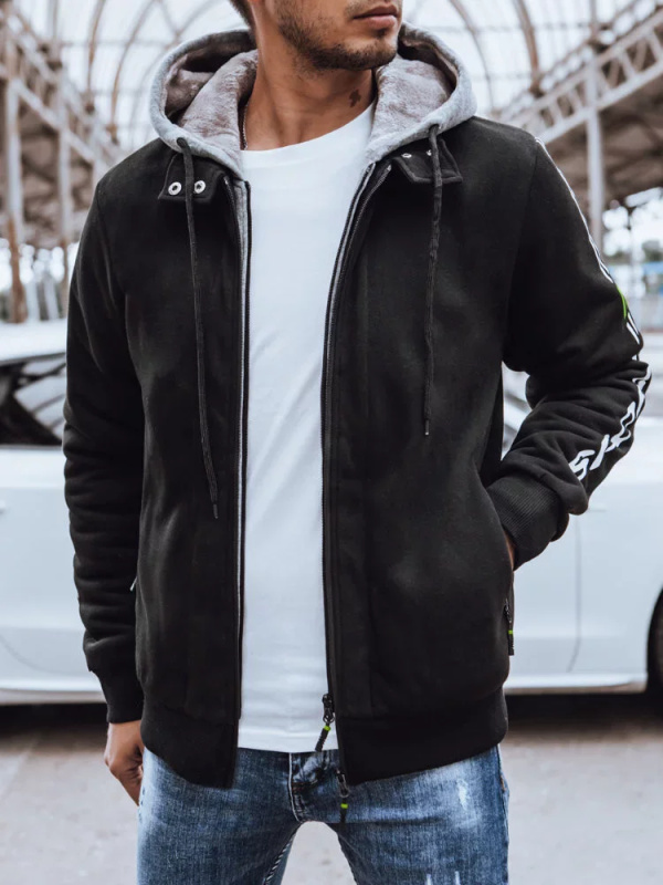 Pánská zateplená mikina s potiskem, černá Dstreet BX5613 M