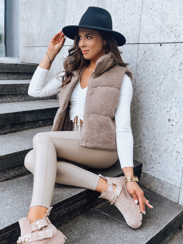 Dámská vesta a'la lamb BEEWARM camel Dstreet TY3800 M