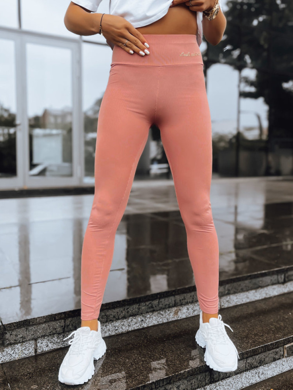 Žebrované dámské legíny LOOK AT ME béžové Dstreet UY1573 XL / XXL