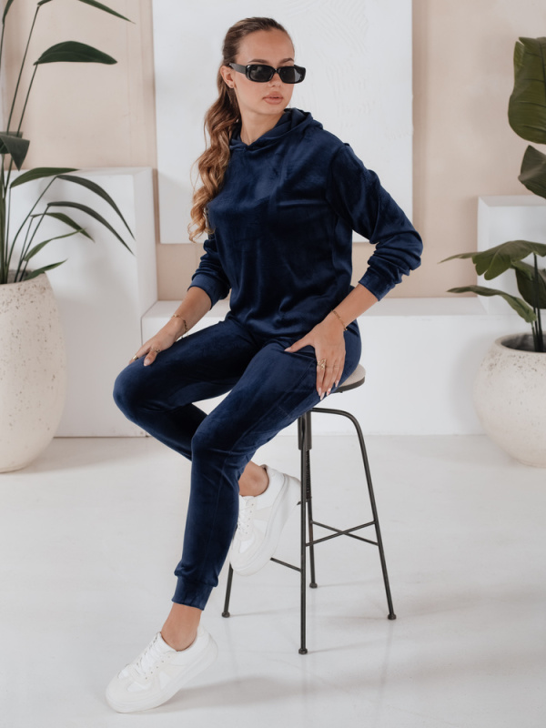 Dámská tmavě modrá velurová souprava SO COMFY Dstreet AY0884 S/M