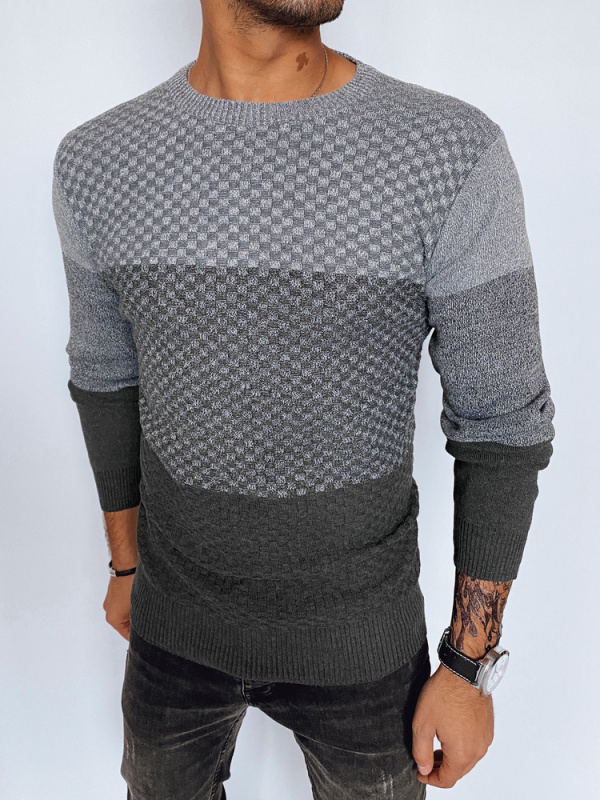 Pánský klasický svetr Barva šedá DSTREET WX2130 Barva: Vícebarevná, Velikost: 2XL/3XL