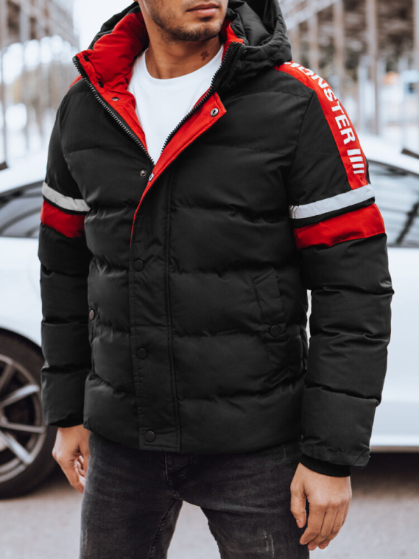 Pánská černá prošívaná zimní bunda Dstreet TX4568 Velikost: XL
