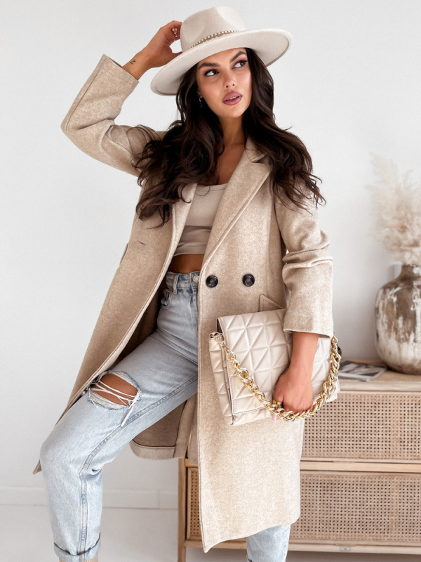 Dámský podzimní kabát HARVEST světle béžový Dstreet TY3883 Velikost: S/36