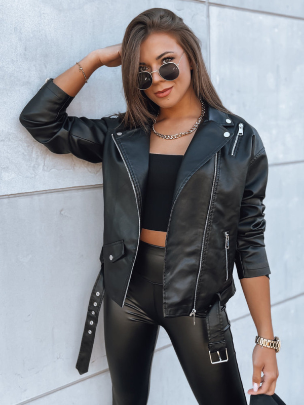 Dámská koženová bunda VOGUE GLAM Barva černá DSTREET TY3898 Barva: Černá, Velikost: M